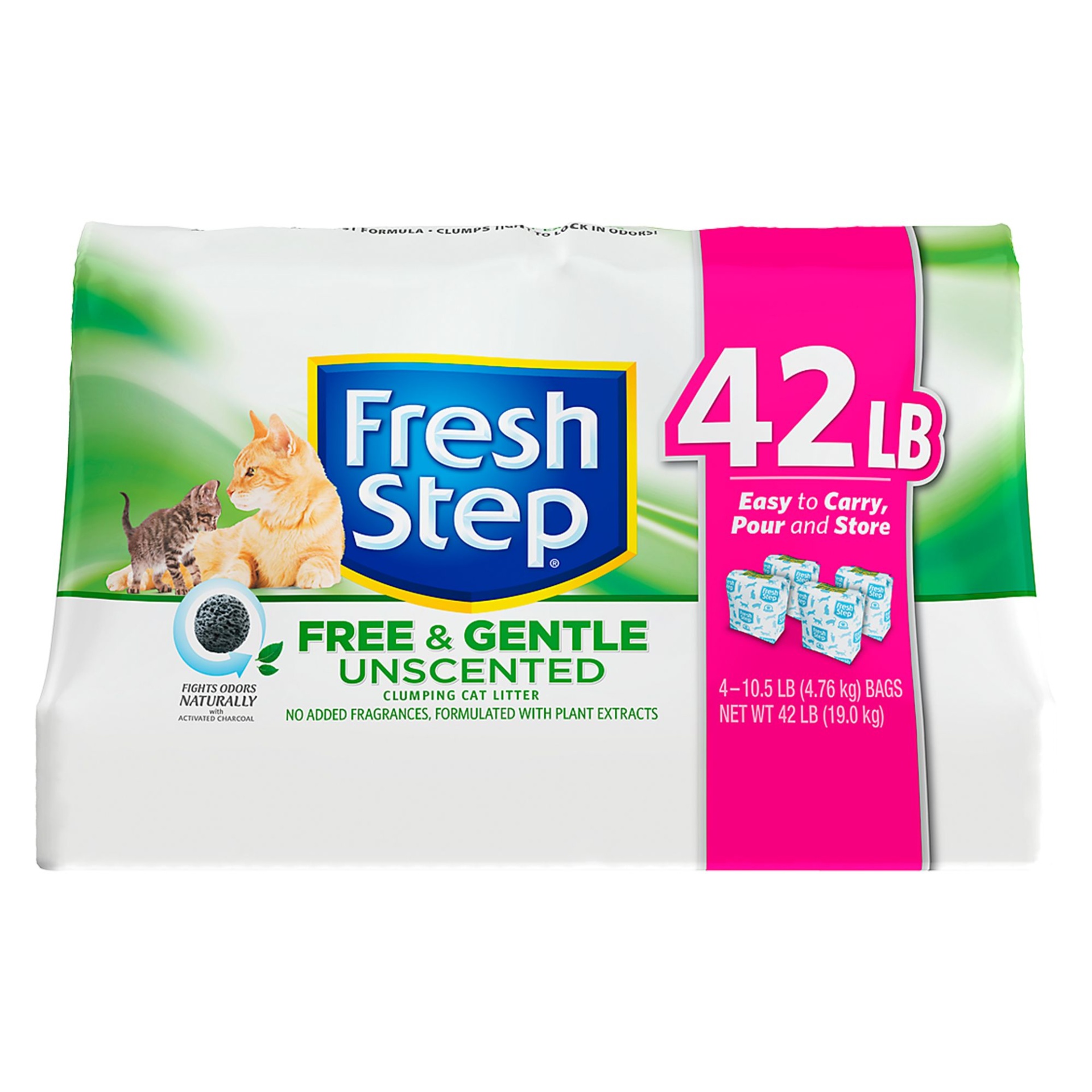 slide 1 of 1, Fresh Step Free & Gentle Cat Litter - Clumping, Unscented, 42 lb