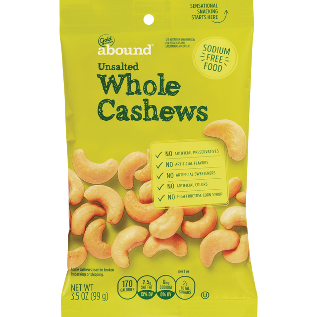 slide 1 of 1, GE No Salt Whole Cashews, 3.5 oz