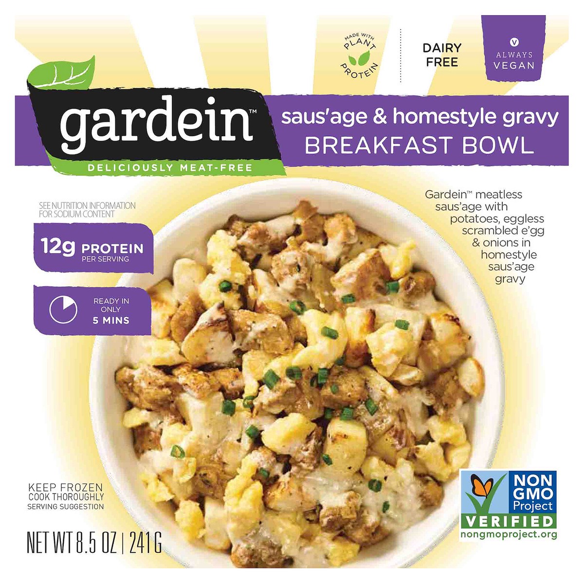 slide 1 of 2, Gardein Saus'age & Homestyle Gravy Breakfast Bowl 8.5 oz, 8.5 oz