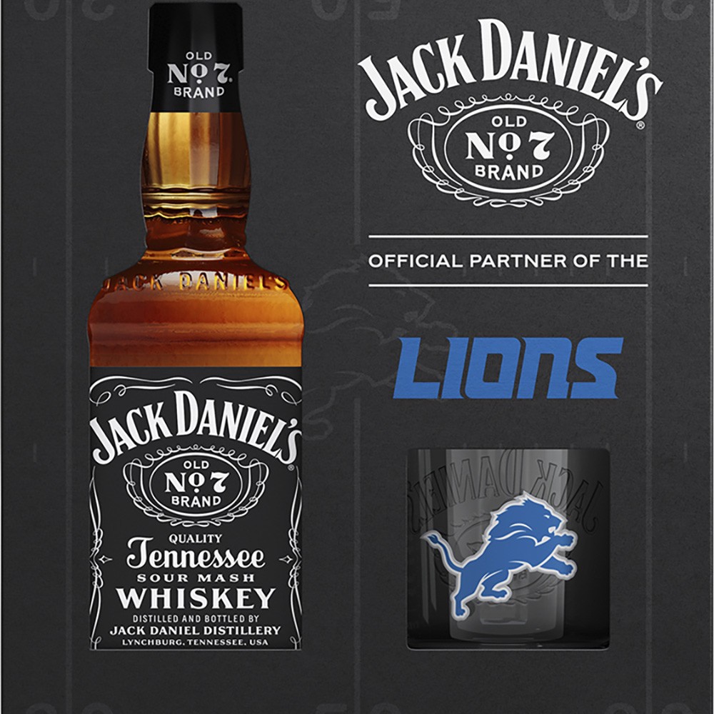 slide 1 of 1, Jack Daniel's Jack Daniels Detroit Lions W/glass, 750 ml