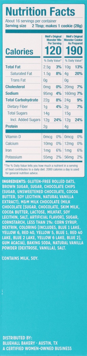 slide 7 of 13, Meli's Gluten-Free Original Monster Cookie Mix 16 oz, 16 oz