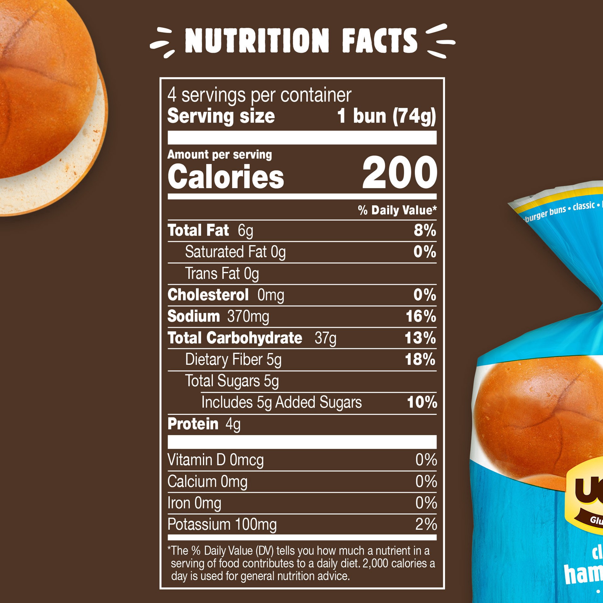 slide 4 of 5, Udi's Gluten Free Classic Hamburger Buns, Frozen, 10.4 oz. 4 Count, 4 ct