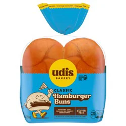 Udis Bakery Udi''s Gluten Free Classic Hamburger Buns, Frozen, 10.4 oz. 4 Count