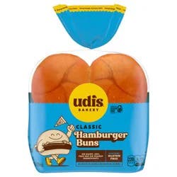 Udis Bakery Udi's Gluten Free Classic Hamburger Buns, Frozen, 10.4 oz. 4 Count