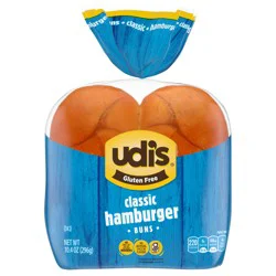 Udis Bakery Udi''s Gluten Free Classic Hamburger Buns, Frozen, 10.4 oz. 4 Count