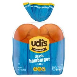 Udis Bakery Udi''s Gluten Free Classic Hamburger Buns, Frozen, 10.4 oz. 4 Count