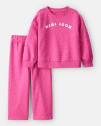 Carter's Carters Toddler Girl Mini Icon French Terry Pullover & Pant Set - Pink Fuchsia 2T