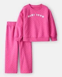 Carter's Carters Toddler Girl Mini Icon French Terry Pullover & Pant Set - Pink Fuchsia 2T