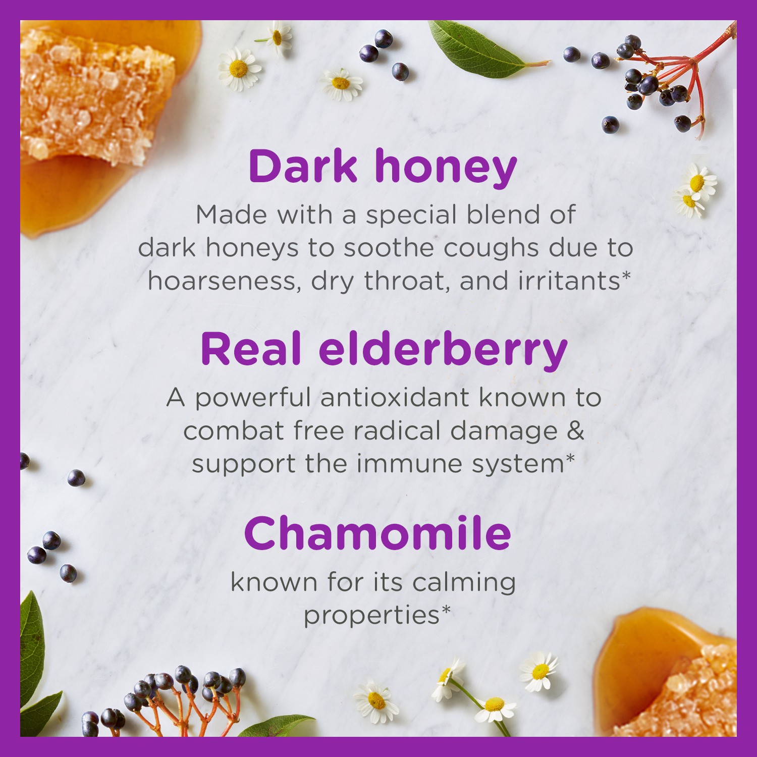 slide 4 of 5, Zarbee's Naturals Children's Nighttime Honey Cough Syrup + Immune for Kids 2+, Cough Syrup with Soothing Dark Honey, Real Elderberry, Vitamin D & Zinc, & Chamomile, Drug-Free, Mixed Berry, 4 fl. oz, 4 oz