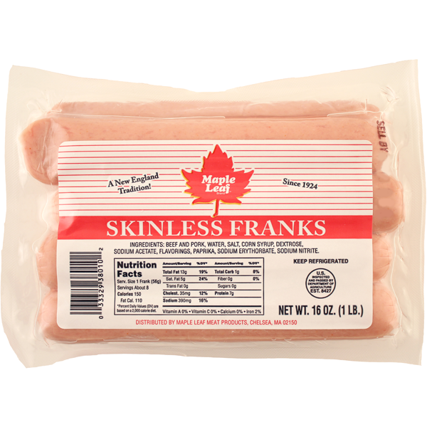 Maple Leaf Skinless Meat Franks 8 ct 16 oz Shipt