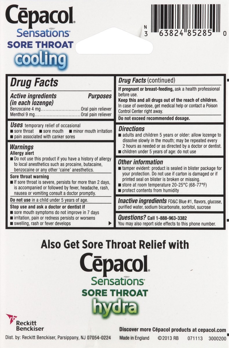 slide 3 of 5, Cepacol Sensations Cooling Lozenges Ice Cool, 20 ct