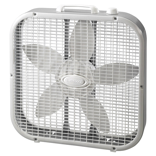 slide 1 of 1, Lasko 20 Box Fan, White, Model 3733, 20.5 in x 4.375 in x 21.75 in