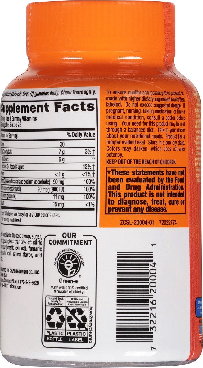 slide 4 of 9, Zicam Daily Immune Support, Gummy Supplement, Zinc, Vitamin C and Vitamin D, Citrus Strawberry Flavor, 70 Count, 70 ct