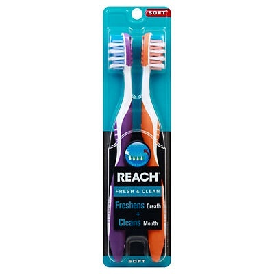 slide 1 of 1, REACH Fresh & Clean Toothbrush Soft, 2 ct