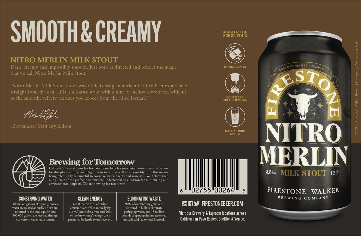 slide 3 of 8, Firestone Walker Nitro Merlin Milk Stout, 6 ct; 12 oz