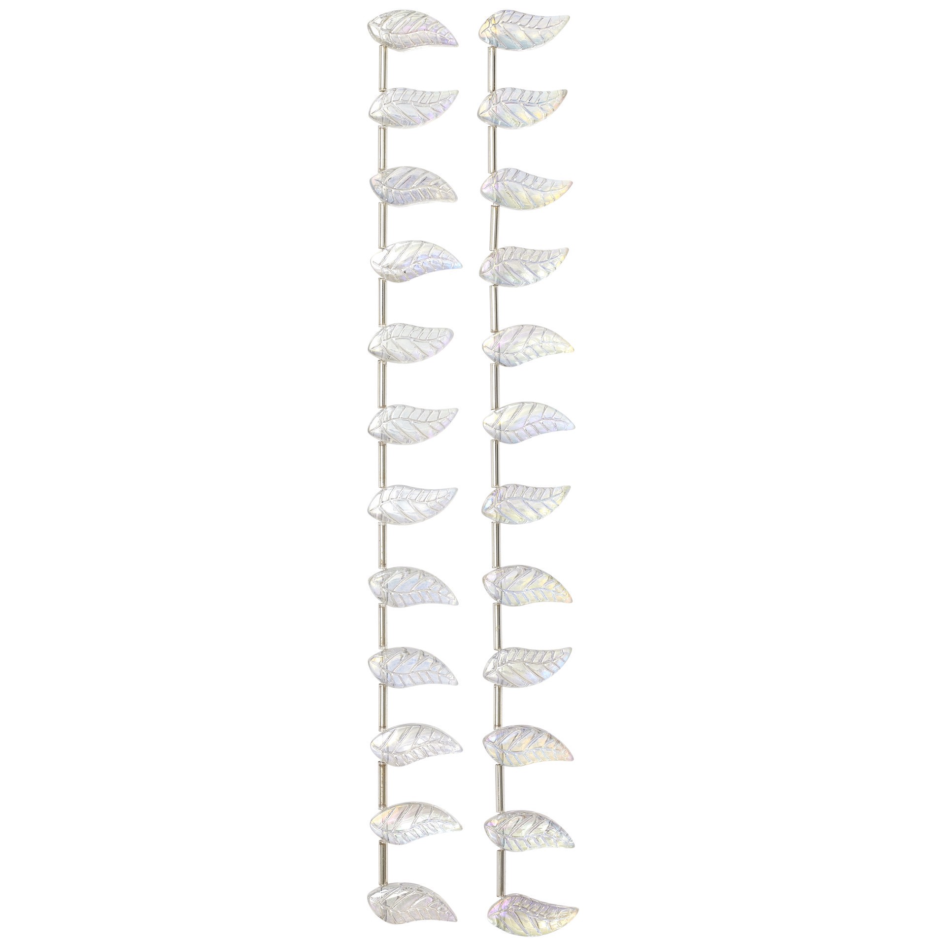 slide 3 of 3, Clear Aurora Borealis Glass Leaf Beads, 17mm By Bead Landing, 17mm