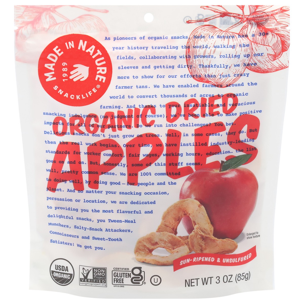 slide 1 of 1, Made in Nature Snacklife Organic Dried Apples 3 oz, 3 oz