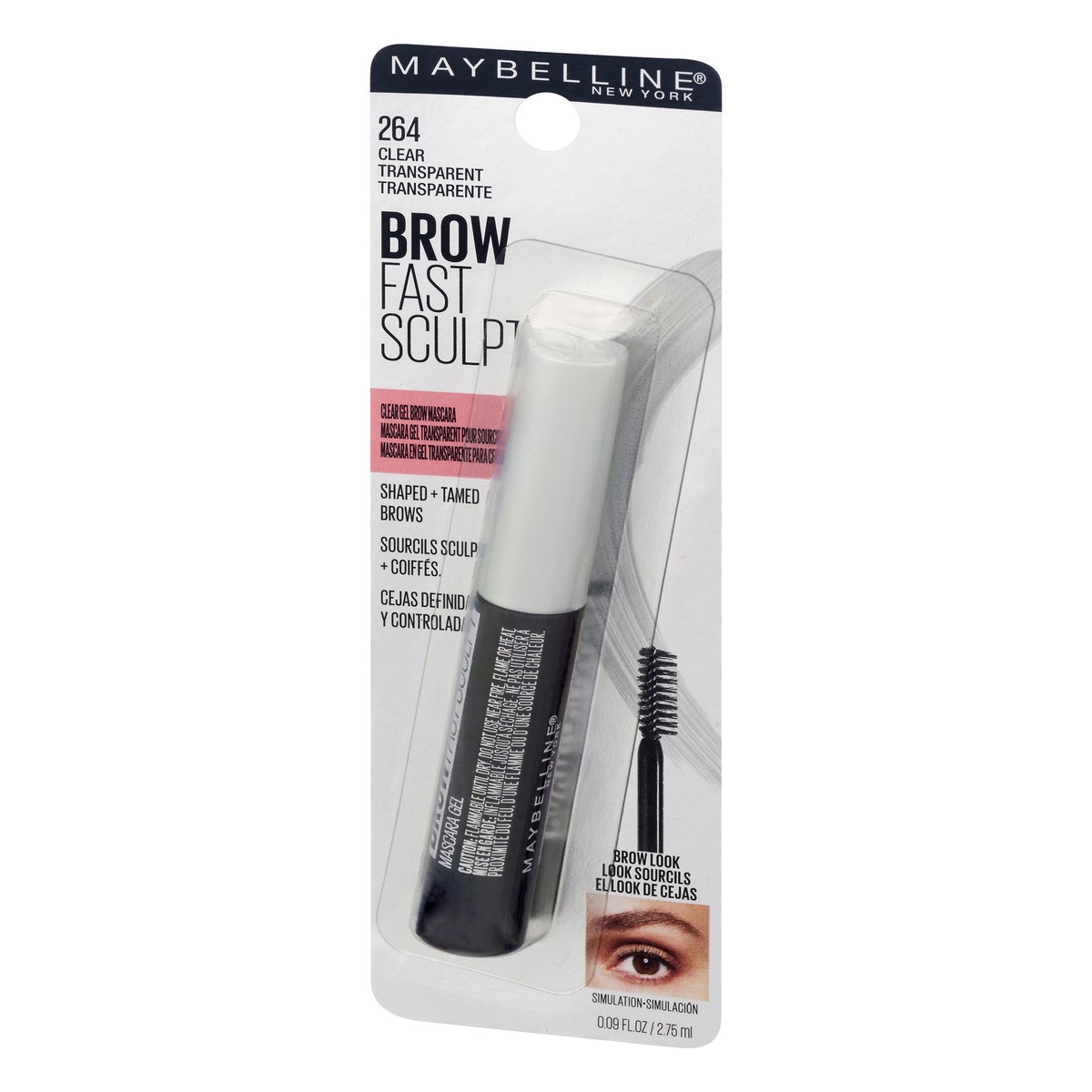 slide 3 of 9, Maybelline Brow Fast Sculpt Clear Transparent 264 Clear Gel Brow Mascara 0.09 fl oz, 0.09 fl oz