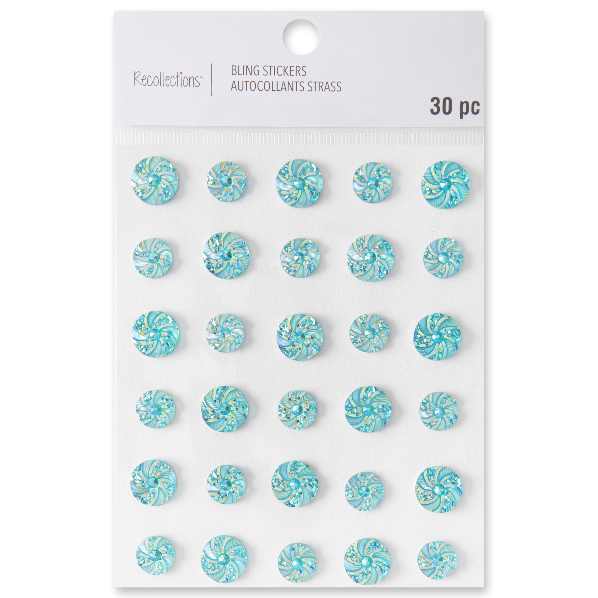 slide 3 of 6, Aqua Iridescent Bling Pinwheel Stickers By Recollections, 3.8 in x 4.3 in