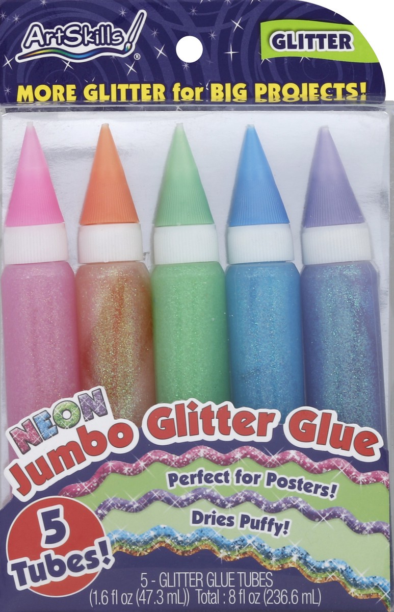 slide 4 of 4, ArtSkills Jumbo Neon Glitter Glue Tubes, 5 ct