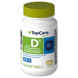TopCare Health Maximum Strength Vitamin D3 125 mcg (5000 IU) 100 Softgels