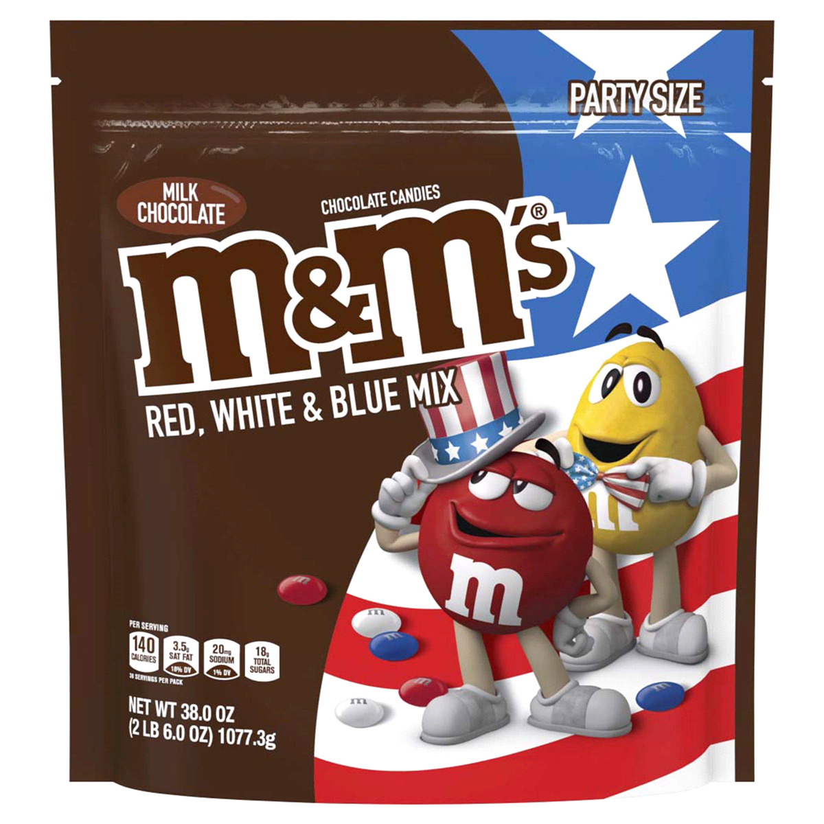slide 1 of 1, M&M's Red White & Blue Bag, 38 oz