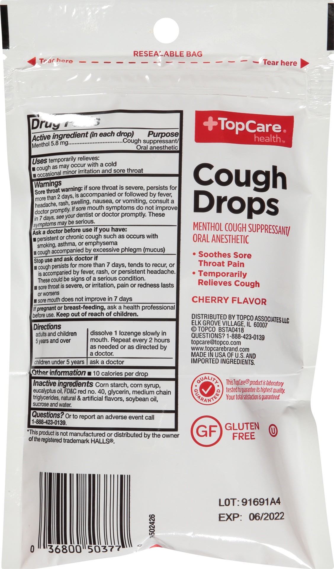 slide 4 of 6, Topcare Cough Drops Cherry, 30 ct