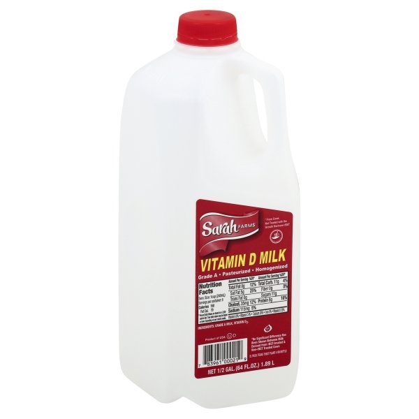 slide 1 of 6, Sarah Farms Milk 0.5 gl, 1/2 gal