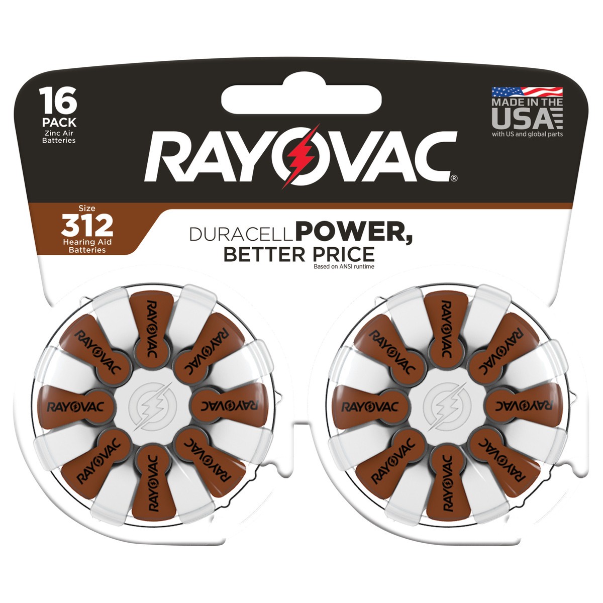 slide 4 of 5, RAYOVAC Size 312 Hearing Aid Batteries (16 Pack), 16 ct