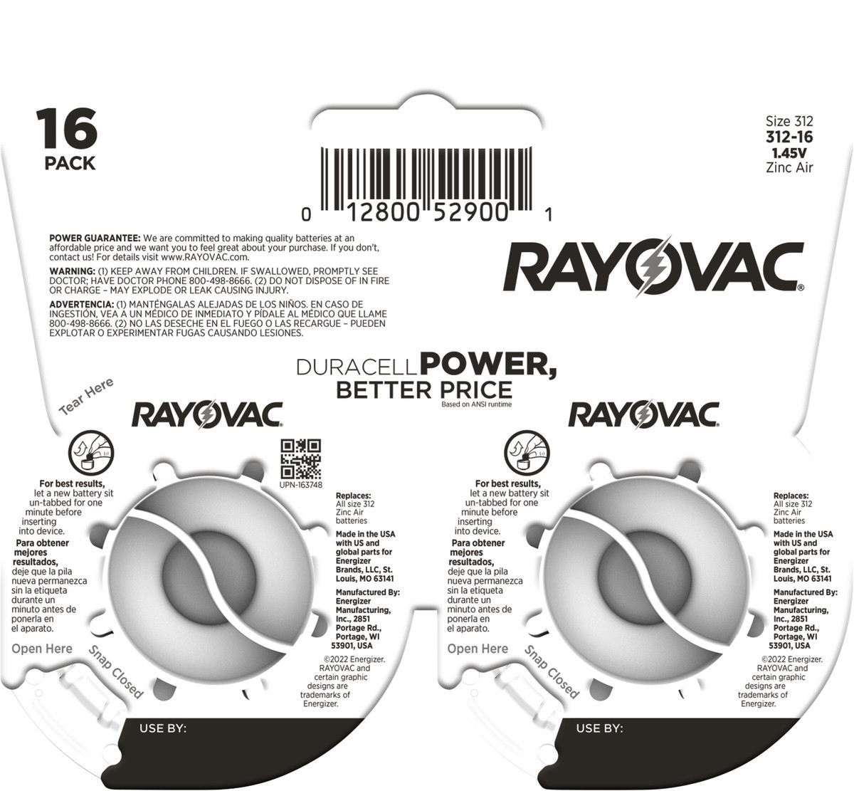 slide 5 of 5, Rayovac Size 312 Hearing Aid Battery - 16pk, 16 ct