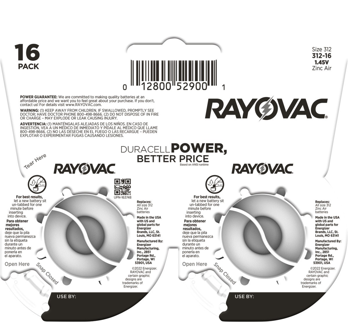 slide 3 of 5, RAYOVAC Size 312 Hearing Aid Batteries (16 Pack), 16 ct