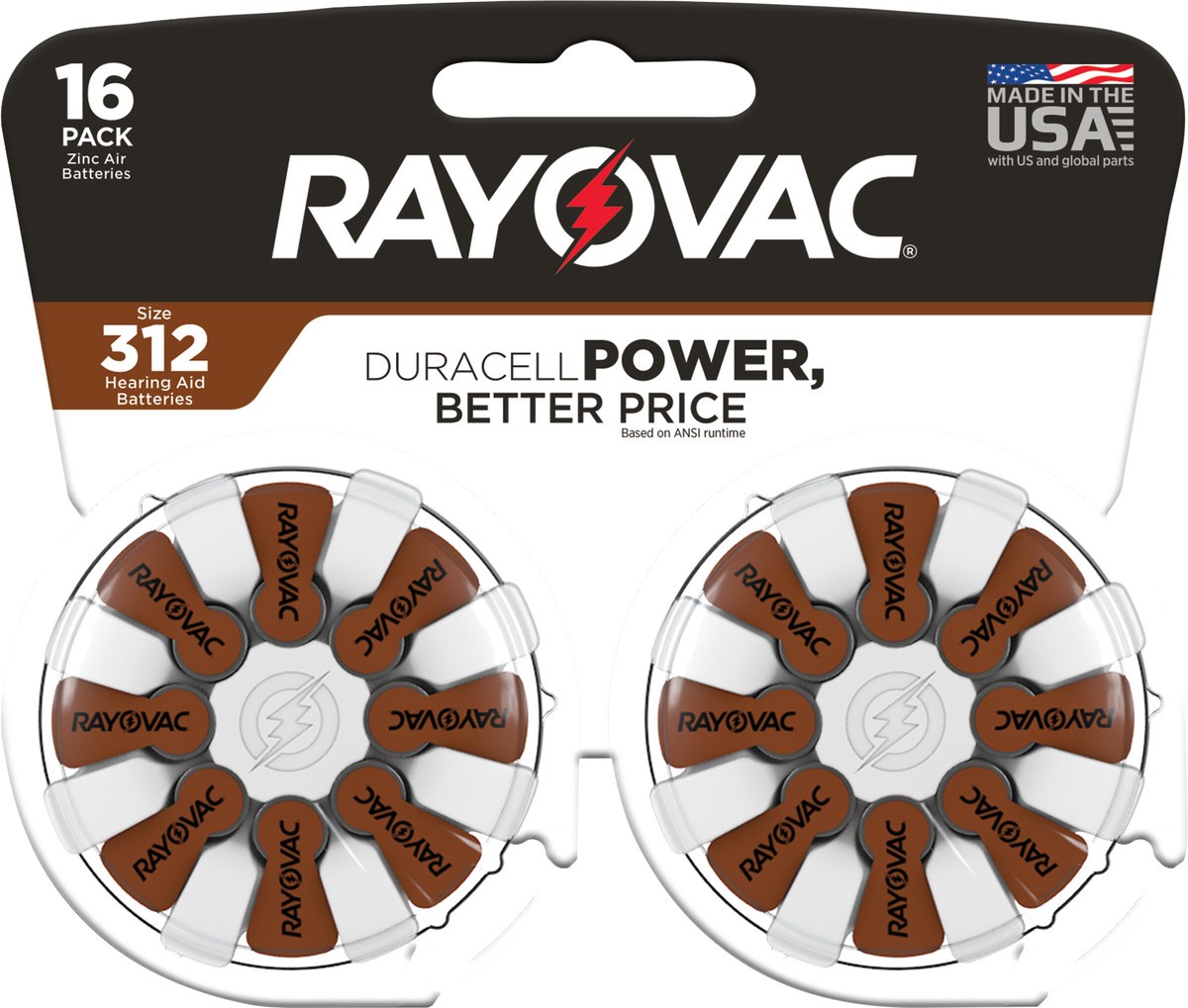 slide 5 of 5, RAYOVAC Size 312 Hearing Aid Batteries (16 Pack), 16 ct