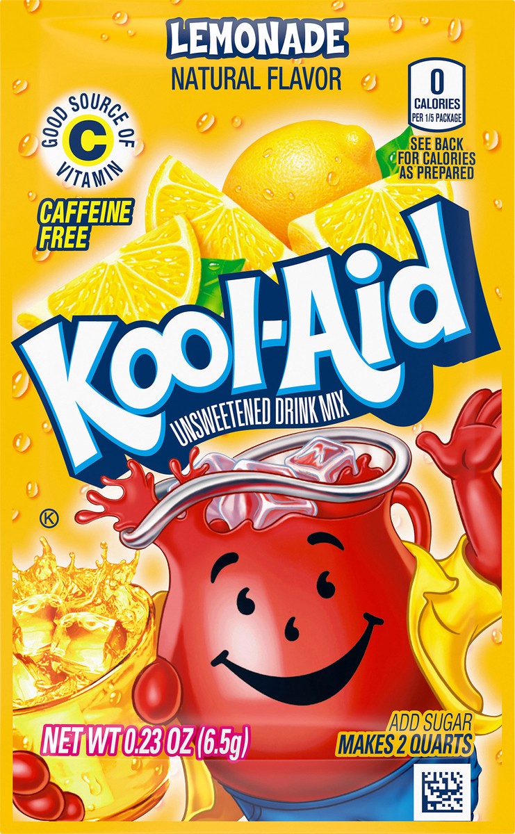 slide 7 of 13, Kool-Aid Unsweetened Lemonade Powdered Drink Mix, Caffeine Free, 0.23 oz Packet, 0.23 oz