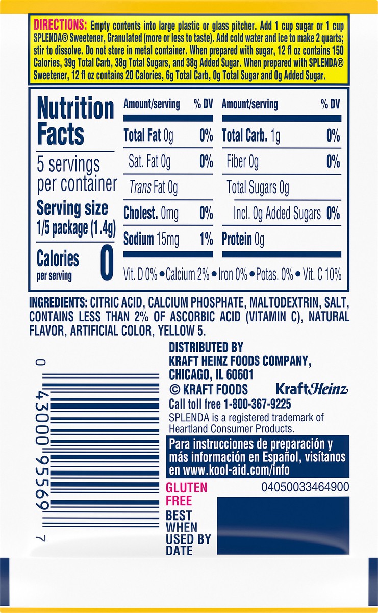 slide 11 of 13, Kool-Aid Unsweetened Lemonade Powdered Drink Mix, Caffeine Free, 0.23 oz Packet, 0.23 oz