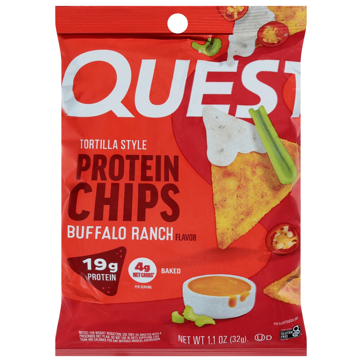 slide 1 of 13, Quest Tortilla Style Buffalo Ranch Flavor Protein Chips 1.1 oz, 1.1 oz