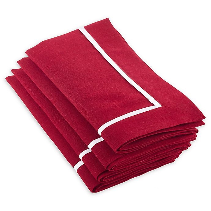 slide 1 of 2, Saro Lifestyle Clancy Classic Napkins - Red, 4 ct