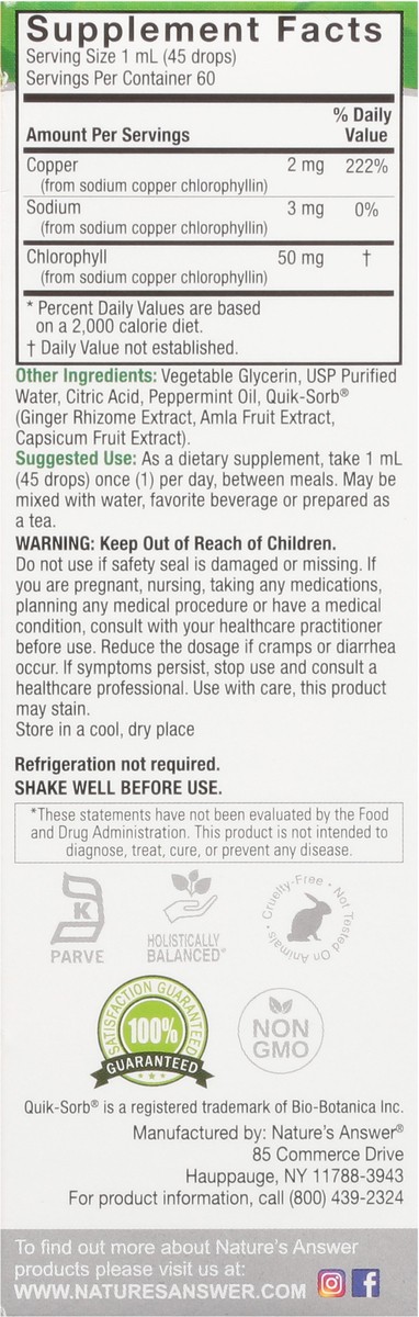 slide 2 of 9, Nature's Answer Alcohol-Free Concentrated Chlorophyll Liquid Drops 2 fl oz, 2 fl oz