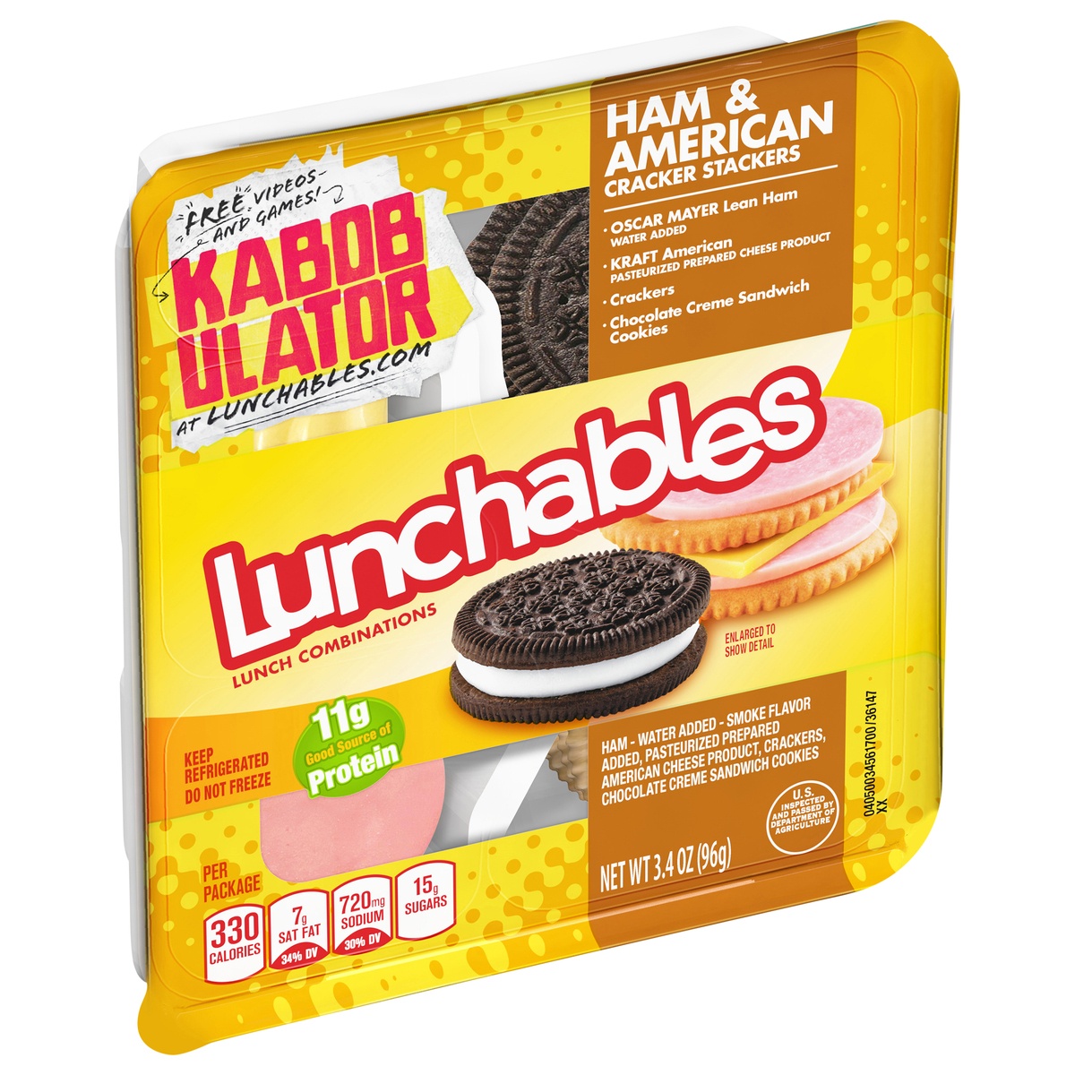 slide 2 of 2, Lunchables Ham & American Cheese Cracker Stackers Snack Kit with Chocolate Sandwich Cookies Tray, 3.4 oz