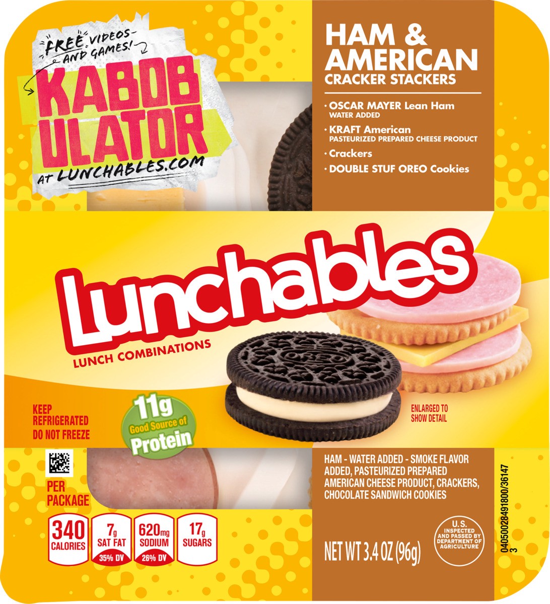 slide 2 of 2, Lunchables Oscar Mayer Lunchables Ham & American Cheese Cracker Stackers - 3.4oz, 3.4 oz