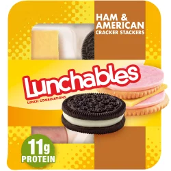 Lunchables Ham & American Cheese Cracker Stackers Snack Kit with Chocolate Sandwich Cookies Tray