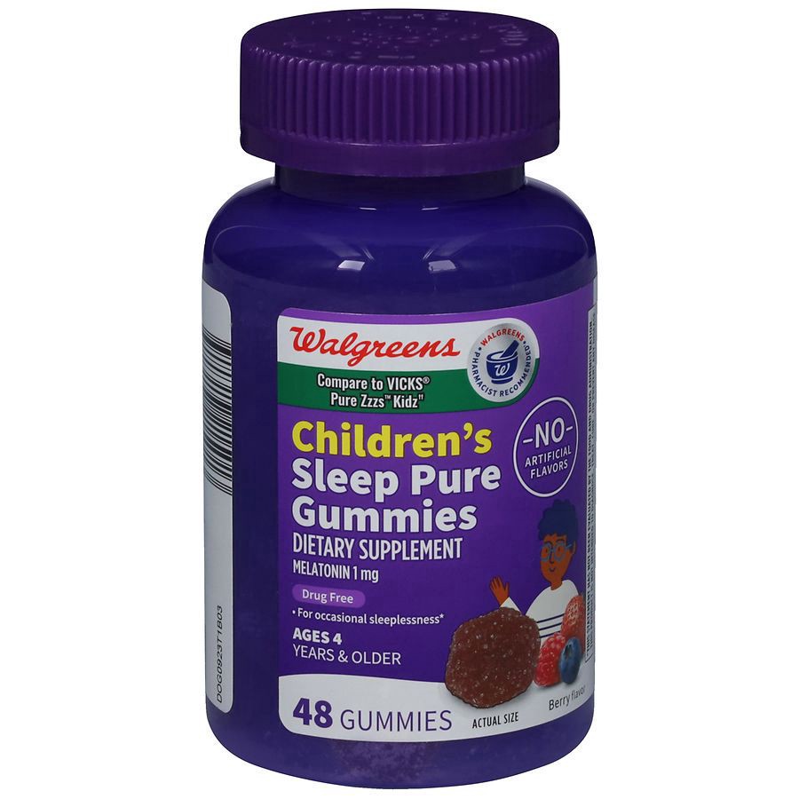 slide 5 of 5, Walgreens Children's Wal-Sleep Z Pure Gummies Melatonin 1mg Berry, 48 ct