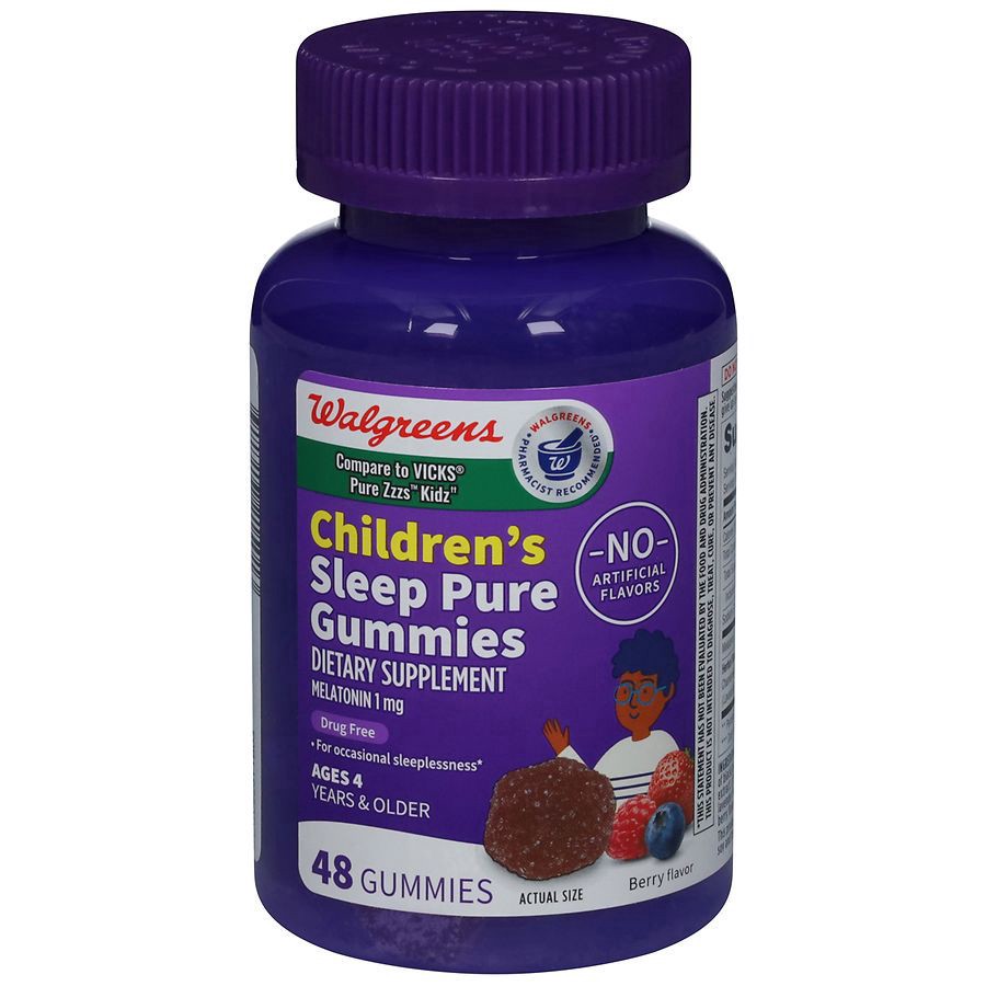 slide 1 of 5, Walgreens Children's Wal-Sleep Z Pure Gummies Melatonin 1mg Berry, 48 ct
