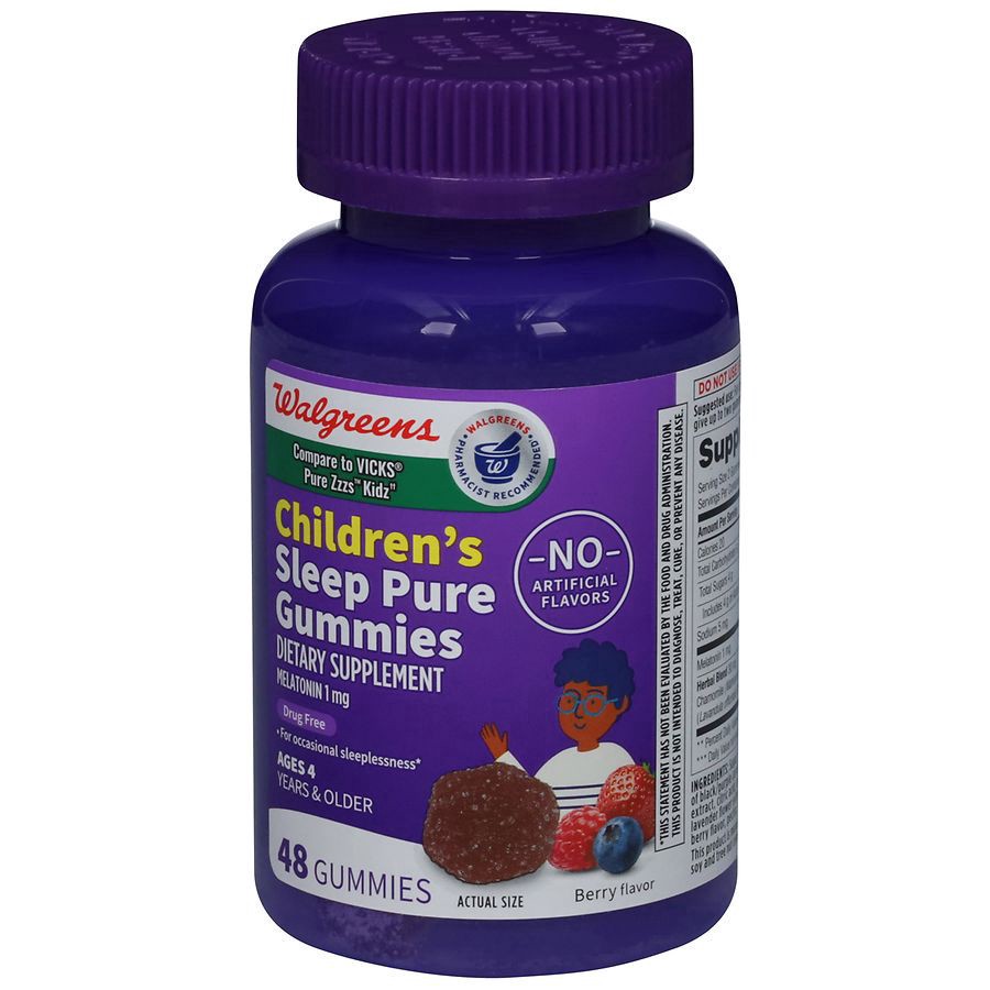 slide 4 of 5, Walgreens Children's Wal-Sleep Z Pure Gummies Melatonin 1mg Berry, 48 ct