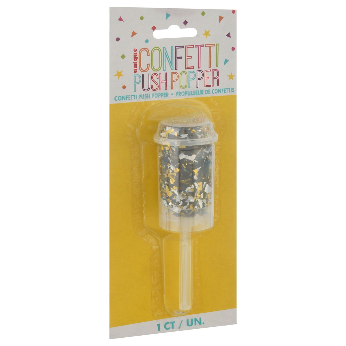 slide 2 of 9, Unique Gold & Silver Confetti Push Popper 1 ea Blister Pack, 1 ct