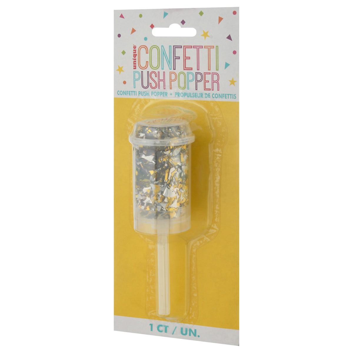 slide 9 of 9, Unique Gold & Silver Confetti Push Popper 1 ea Blister Pack, 1 ct