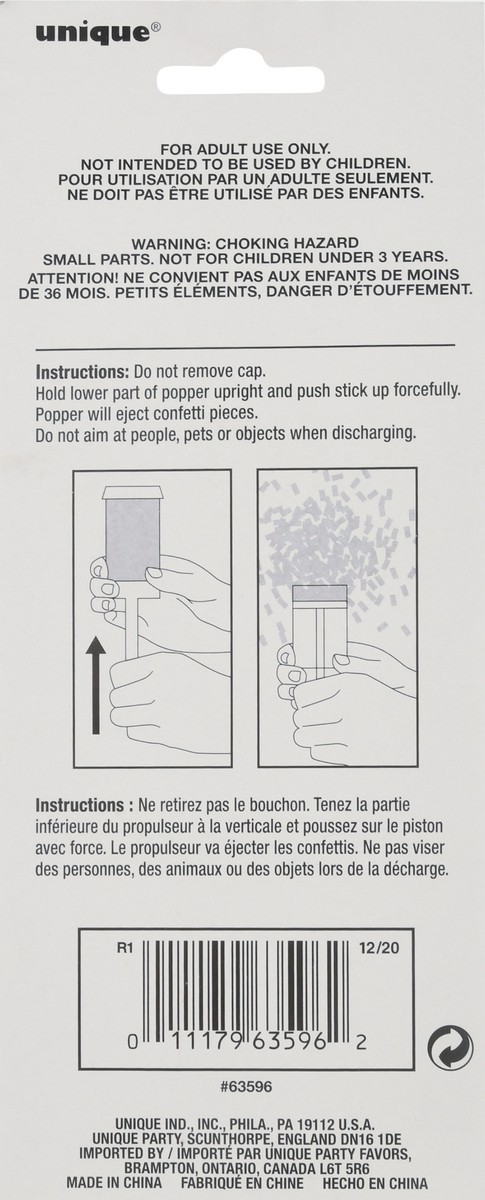 slide 6 of 9, Unique Gold & Silver Confetti Push Popper 1 ea Blister Pack, 1 ct
