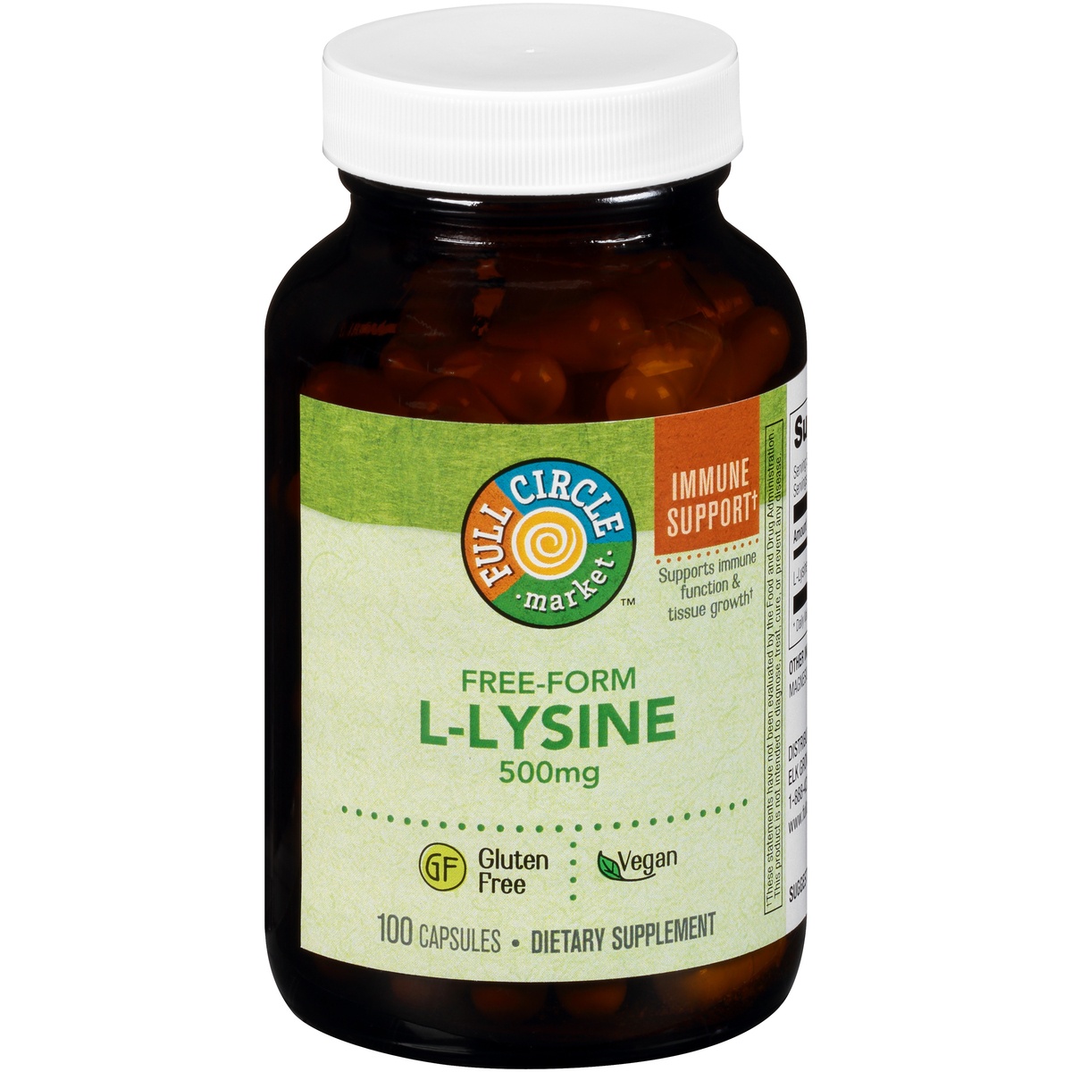 slide 1 of 1, Full Circle Market Natural L-Lysine Vegetarian Capsules, 100 ct