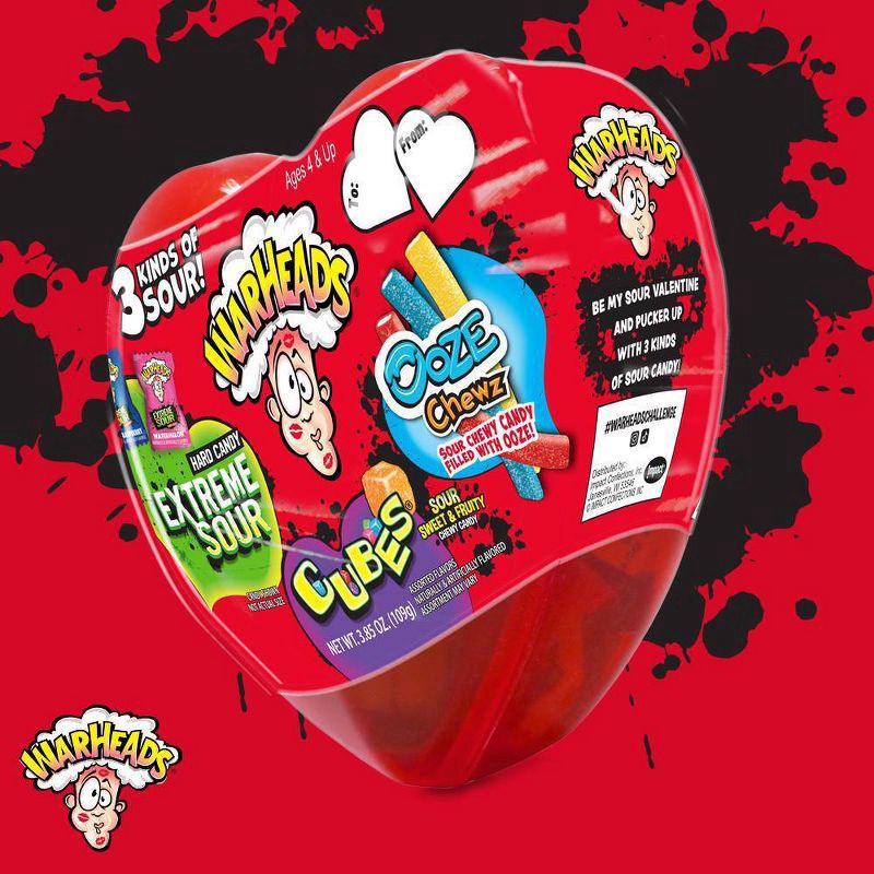 slide 2 of 2, Warheads Valentine's Sour Scramble Plastic Heart - 3.85oz, 3.85 oz