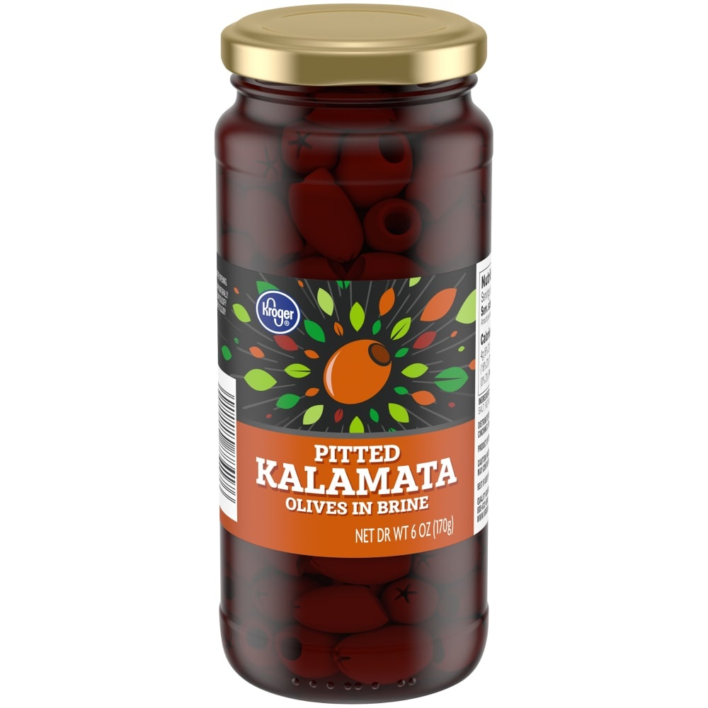 slide 1 of 1, Kroger Pitted Kalamata Olives In Brine, 6 oz