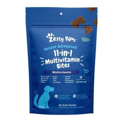 Zesty Paws Senior Advanced 11-in-1 Multivitamin Bites for Dog - Chicken Flavor - 60 ct